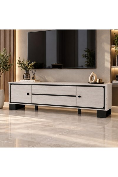 Ebticar Modern Design Wide Tv Stand with Functional Storage Units - Off White...