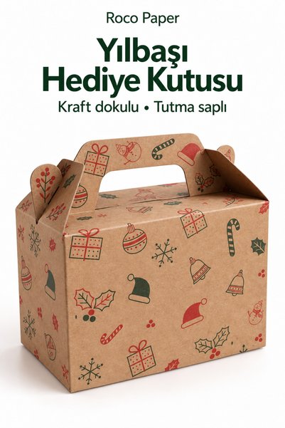 roco paper Kraft ambalaža i poklon kutija sa ručkom, božićna tema, set od 2 k...