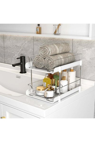 Vivendo Suport cu 2 rafturi retractabile, 2 nivele si 6 compartimente de depo...