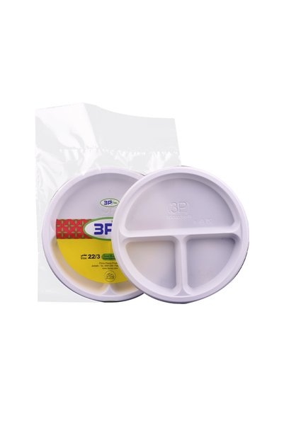 Other صحن بلاستيك دائري مقسم 3P - كرتون 10 ربطات - مقاس 22/3 - Disposable Pla...