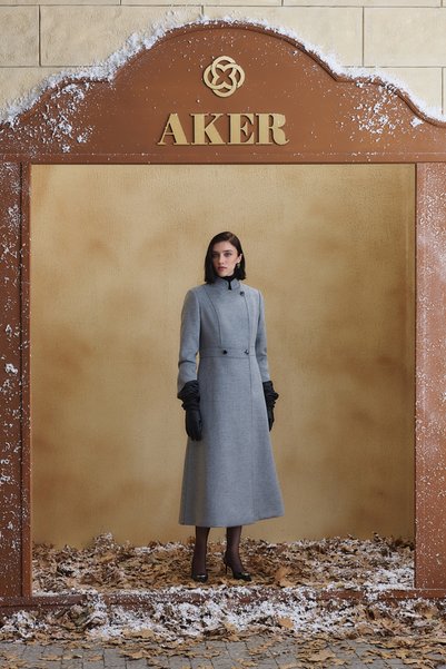 Aker Gray Asymmetrical Closure Coat