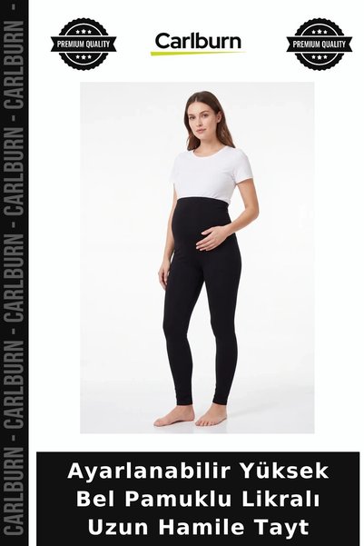 Carlburn Premium Adjustable High Cotton Lycra Long Maternity Leggings Texture...