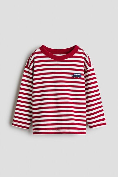 H&M İşleme Detaylı ve Uzun Kollu Tişört