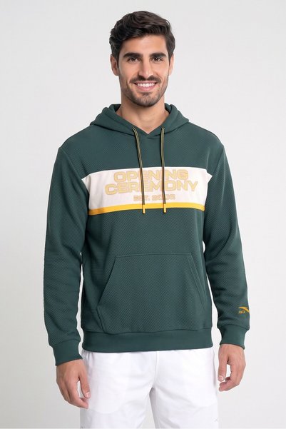 Anta Men Spoerswear Fit Long Sleeve Outdoor Sweatshirt, Green