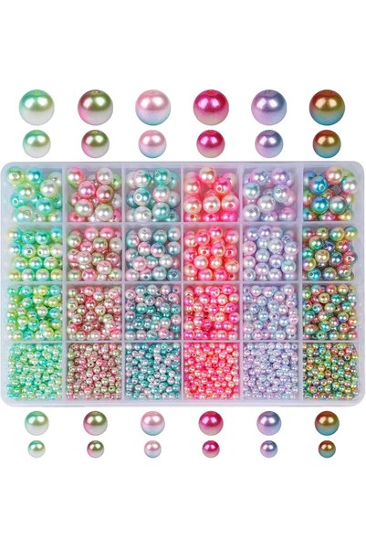 Generic 1890Pcs Multicolored Pearls Beads, Loose Round Spacer Beads, Smooth R...
