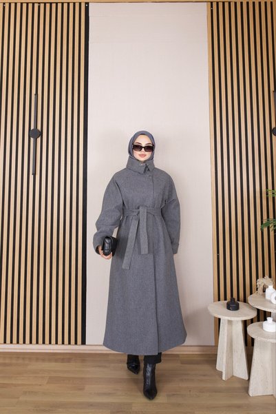 MVK MAVEKA COLLECTİON Women's Lined Belted Cashmere Coat - Stylish Outerwear ...