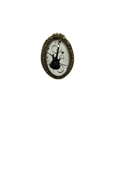 Marc Oval bronze ring with guitar medallion and abstract graphic background