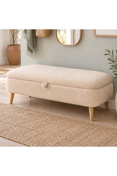 Vivendo Bancheta tapitata, 90x35x45cm, cu spatiu depozitare, design scandinav...