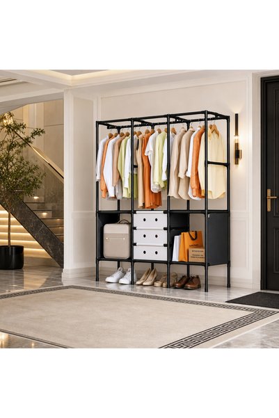 Vivendo Dulap Textil Modular 122x41x188cm cu Usi Rabatabile Organizator Haine...