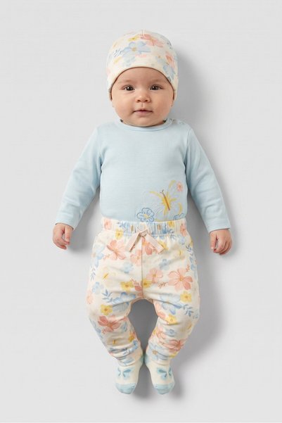 RENE ROFE Toddlers Girl 4 Pieces Floral Print Top And Bottom Set, Multicolor