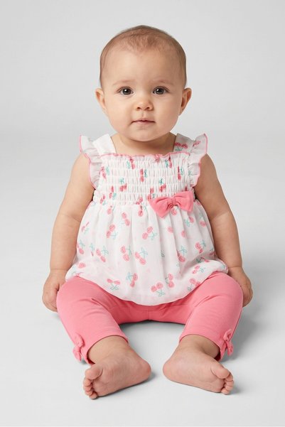 Bon Bebe Toddlers Girl 2 Pcs Allover Print Dress And Pants Set, Multicolor
