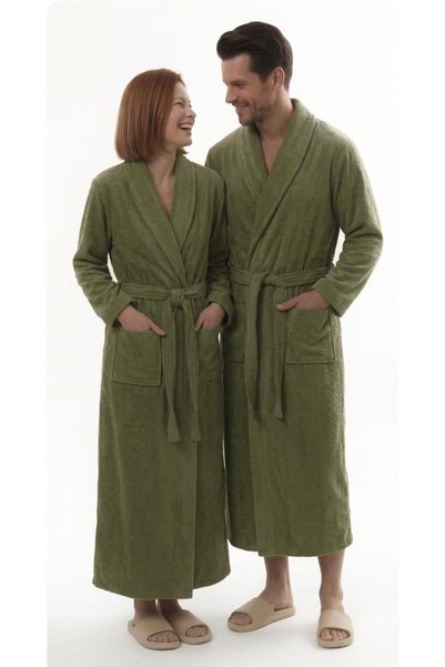 mervemoda Polar Fabric Unisex Long Dressing Gown (Shawl Collar with Two Pockets)