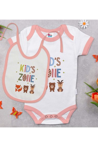 Bk Gift BK Kids Kid's Zone Pink Baby Bodysuit and Bib Gift Set-1, 12–18 Months