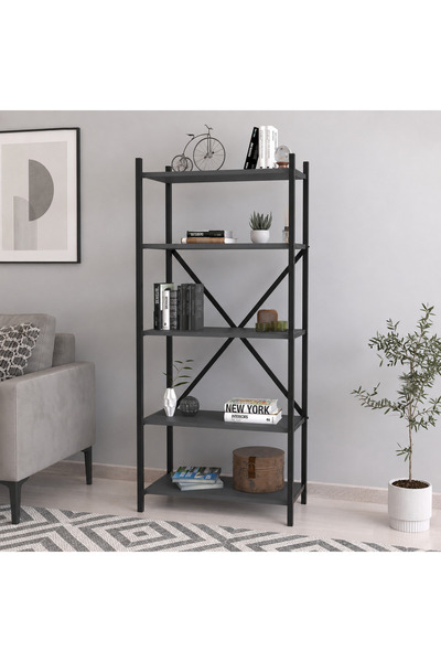 Vivendo Biblioteca decorativa din PAL si metal 63x29,5x145,6 cm, 5 rafturi, p...