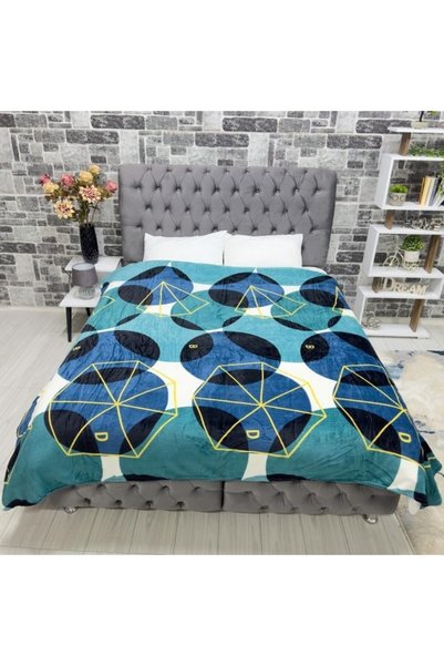 OEM Pătură pentru pat dublu, imprimeu triunghiular, 200x230cm, multicolor