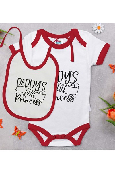 Bk Gift BK Kids "Daddy's Little Princess" Red Baby Bodysuit and Bib Gift Set-...