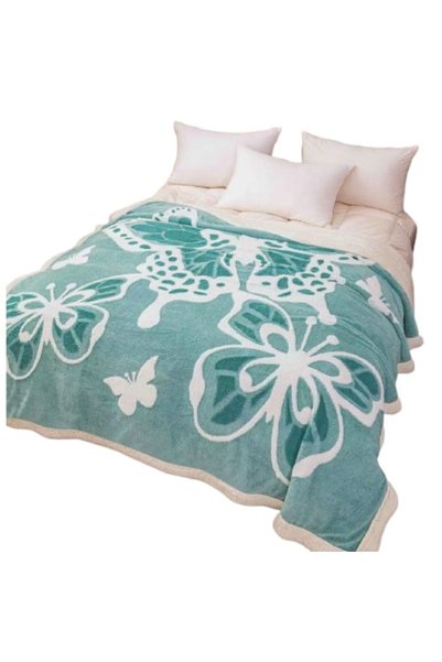 OEM Cocolino blanket, thick, 3D, With butterflies, 200x220 Cm, turquoise