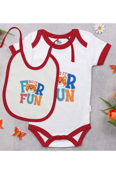 Bk Gift طقم هدايا "BK Kids Do It For Fun" يتضمن بدلة أطفال حمراء بتصميم مميز ...