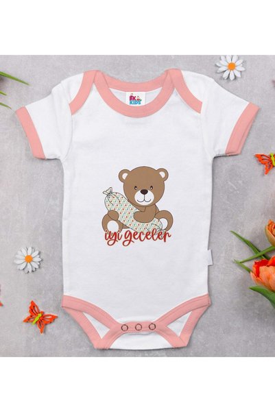 Bk Gift BK Kids Pink Baby Bodysuit with Cute Teddy Bear Print - 1 (12–18 months)