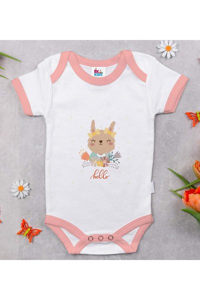 Bk Gift BK Kids "Hello" Design Pink Baby Bodysuit-1, 3–6 Months