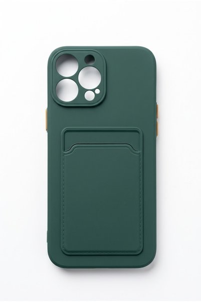 kılıfınbenden Iphone 13 pro max green cardholder silicone case model.