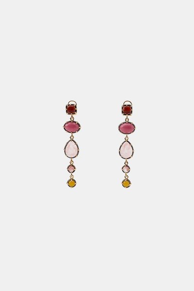 PULLEAR Marka Zr Model Resin and Stone Multi-Piece Dangle Earrings