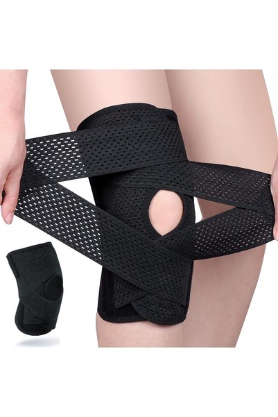 Generic Knee Brace with Side Stabilizers, Adjustable Compression Support for ...