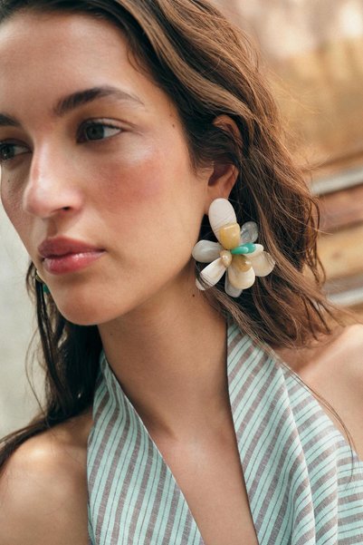 PULLEAR Marka Zr Model Resin Orchid Earrings