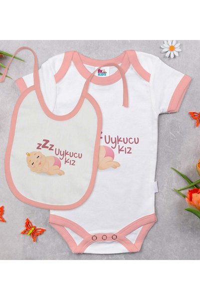 Bk Gift BK Kids "Sleepy Girl" Design Pink Baby Bodysuit and Bib Gift Set-1, 3...