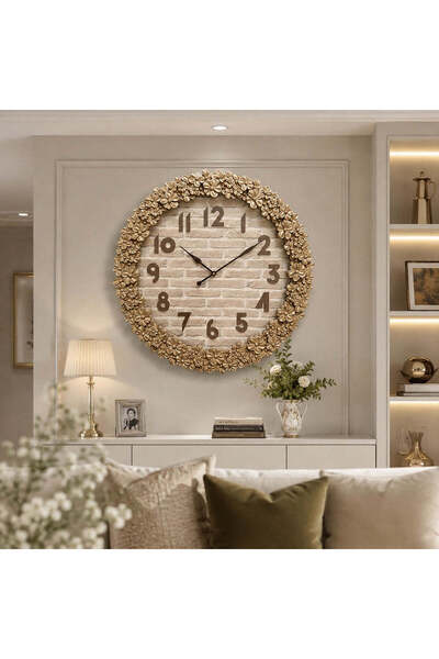 Vivendo Ceas de Perete Decorativ, Ø 67 cm – Design Floral 3D, Mecanism Silenț...