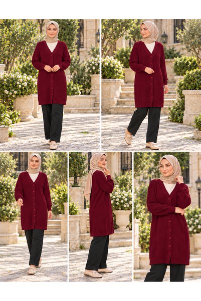 ECK MODA Γυναικείο πλεκτό ζακέτα νέας σεζόν, μακρύ, με κουμπιά