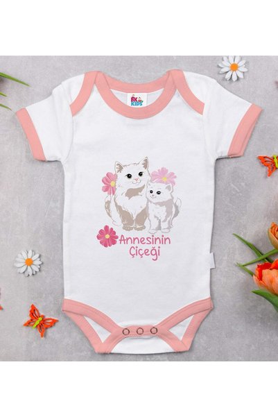 Bk Gift BK Kids Pink Baby Bodysuit with "Mom's Flower" Design - 1 (3-6 Months)