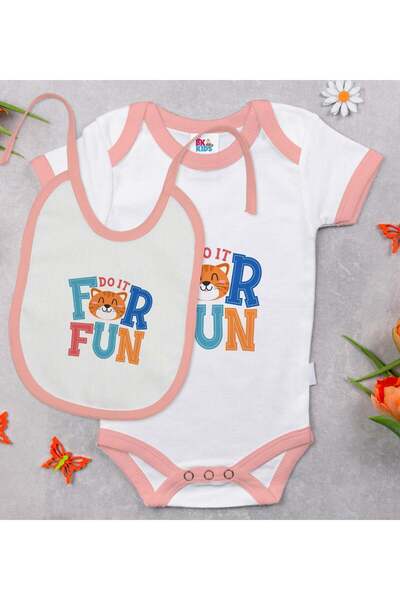 Bk Gift BK Kids For Fun Designer Pink Baby Bodysuit and Bib Gift Set-1, 0–3 M...