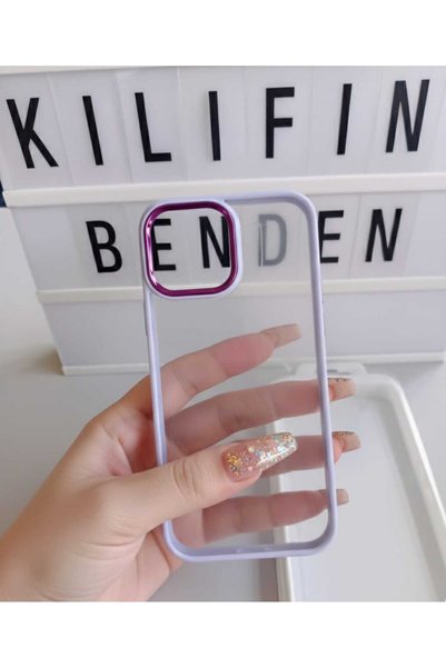 kılıfınbenden Iphone 12 / 12 pro silicone case with purple frame.