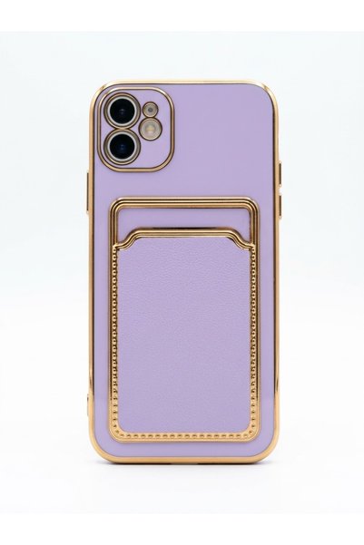 kılıfınbenden Iphone 11 purple card holder case model