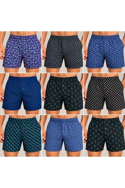 MİSSEMMA Men's Towel 9 Pieces Buttoned Boxer