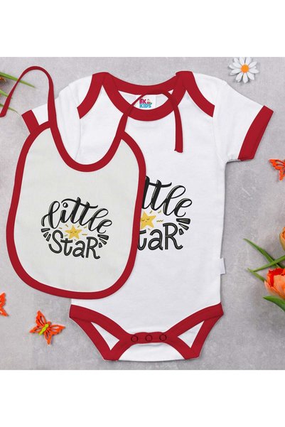 Bk Gift BK Kids Little Star-Designed Red Baby Bodysuit and Bib Gift Set-1, 0–...