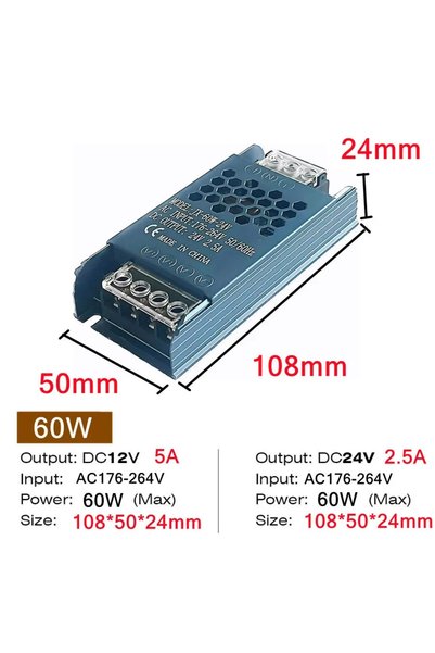 Choice DC 24V 60W Ultra Thin 12V/24V LED Power Supply Adapter 60W 100W 200W 3...