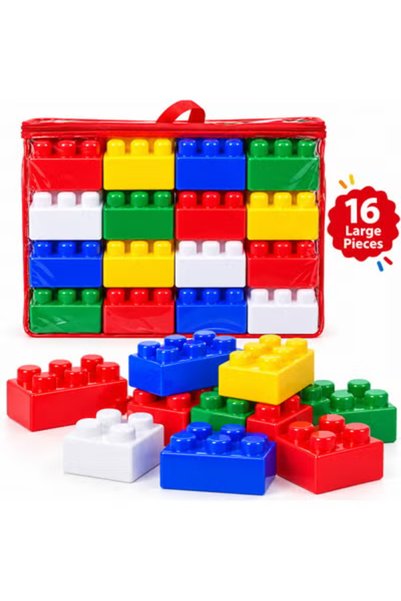 Toybox مجموعة كبيرة من مكعبات البناء للأطفال، مكعبات بناء تعليمية ملونة، 16 ق...