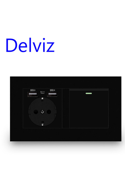 Choice 110-250V Black Delviz EU Standard Light Switch, 16A Power Outlet, 146m...
