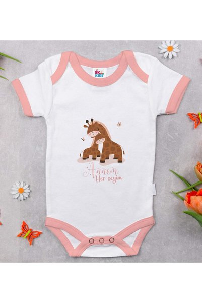 Bk Gift BK Kids "My Mom Is My Everything" Printed Pink Baby Bodysuit-2, 0–3 M...