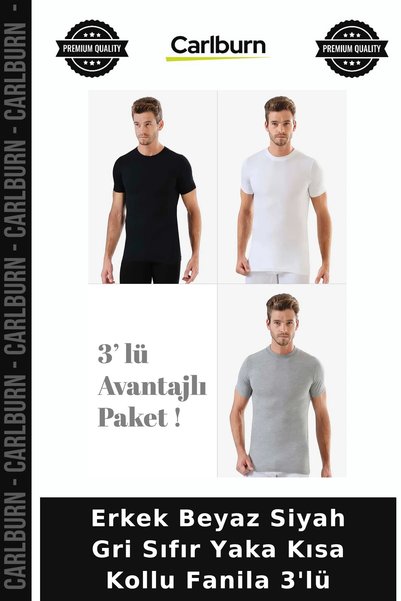 Carlburn Custom-Made Men's White, Black, and Grey Crew Neck Short-Sleeve T-Sh...