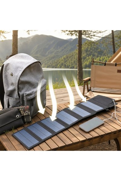 Vivendo Încărcător solar portabil pliabil USB, 6 celule monocristaline, 30W, ...