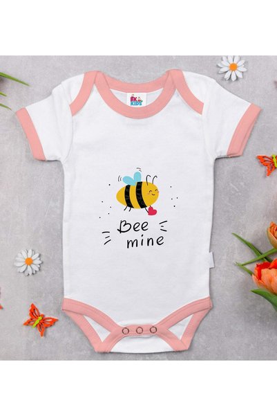 Bk Gift BK Kids "Bee Mine" Design Pink Baby Bodysuit-1, 0–3 Months