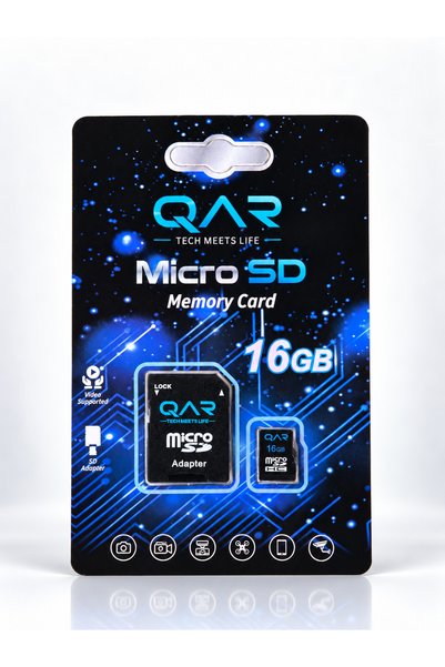 QAR MicroSDXC Hafıza Kartı 16 GB, SD Adaptörlü, U1 Class 10, 100 MB/s