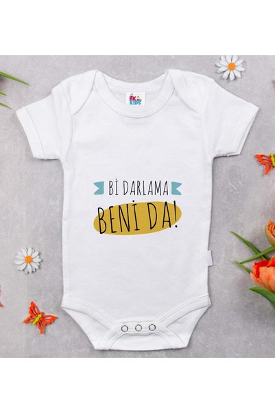Bk Gift BK Kids "Don't Squeeze Me" Printed White Baby Bodysuit-1, 0–3 Months