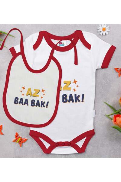 Bk Gift BK Kids "Az Baa Bak" Design Red Baby Bodysuit and Bib Gift Set-1, 12–...