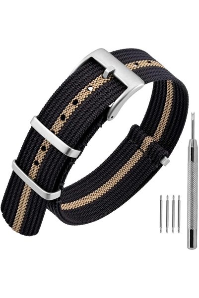 GENERAL ANNEFIT Nylon Watch Strap 16mm 18mm 20mm 22mm, One-Piece Waterproof M...