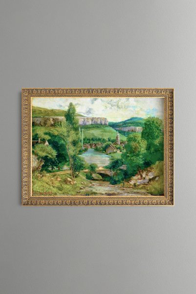 epiqart منازل في التلال الخضراء - لوحة فنية بنمط عتيق - تصميم أنيق