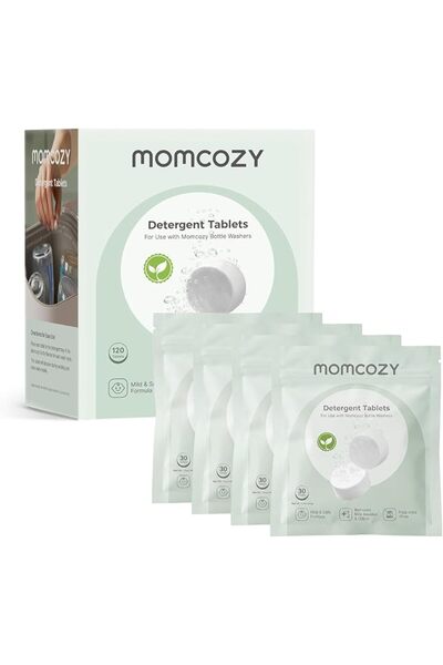 Momcozy قرص غسيل رسمي لغسالة زجاجات الأطفال كلين بال برو، 120 قرص منظف